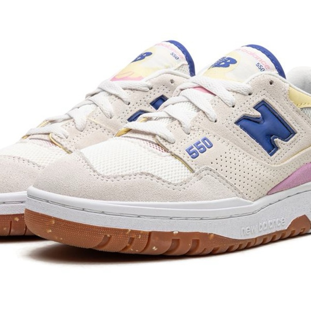 New Balance 550 Sea Salt with Marine Blue and Maize